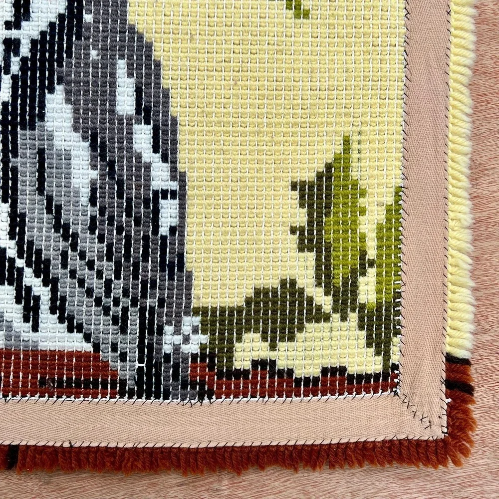 Vintage MCM 1970s Latch Hook Owl Rug or Wall Decor